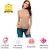 Blusa Termica Mujer, Beige, Manga Larga, Unitalla, Cuello Alto, Playera, Casual, Basica, Camiseta, Uso Diario