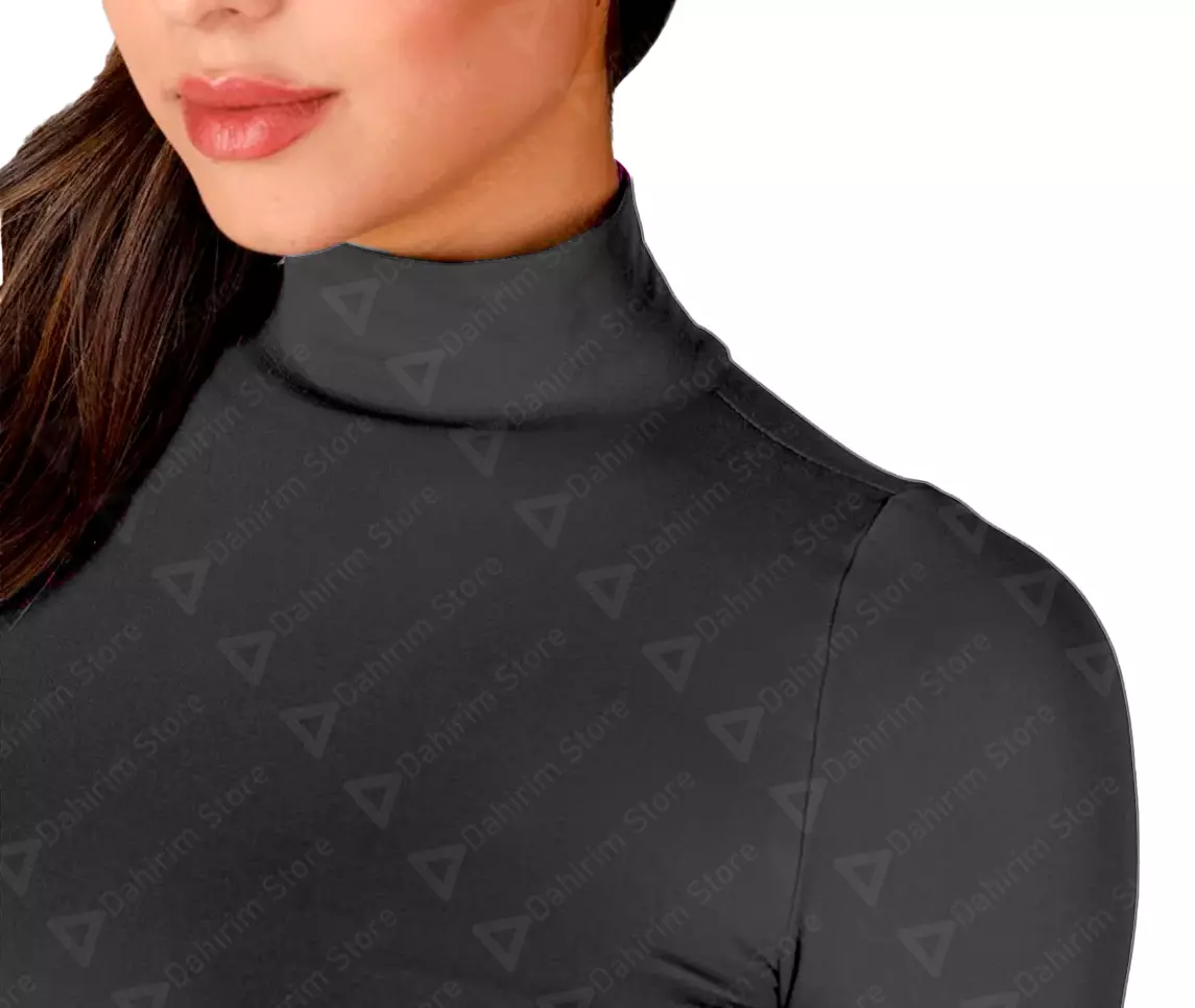 Blusa Termica Mujer, Gris, Manga Larga, Unitalla, Cuello Alto, Playera, Casual, Basica, Camiseta, Uso Diario