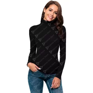 Blusa Termica Mujer, Negro, Manga Larga, Unitalla, Cuello Alto, Playera, Casual, Basica, Camiseta, Uso Diario