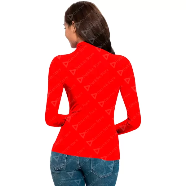 Blusa Termica Mujer, Rojo, Manga Larga, Unitalla, Cuello Alto, Playera, Casual, Basica, Camiseta, Uso Diario