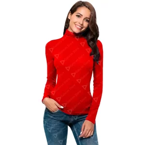 Blusa Termica Mujer, Rojo, Manga Larga, Unitalla, Cuello Alto, Playera, Casual, Basica, Camiseta, Uso Diario